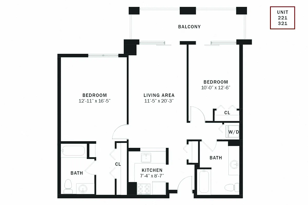 Floor plan Columbia 2 Bedroom C3r