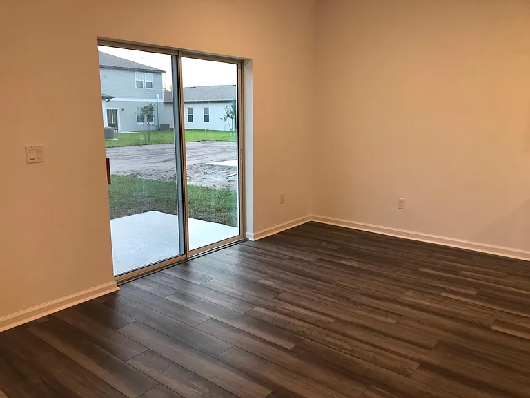 Dining area and slider patio door