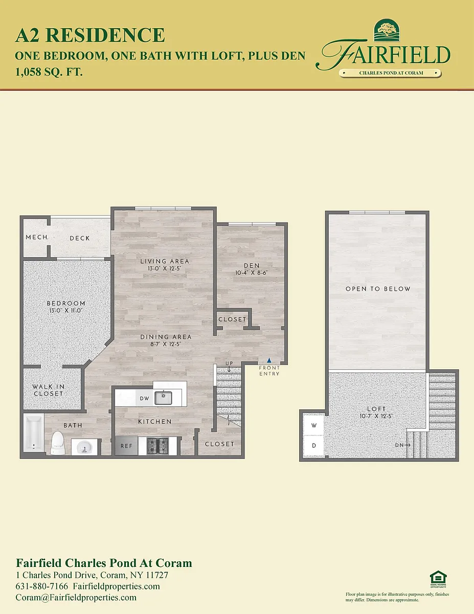Floor plan A2DL Residence 1BR Plus Den Plus Loft - Sawyer