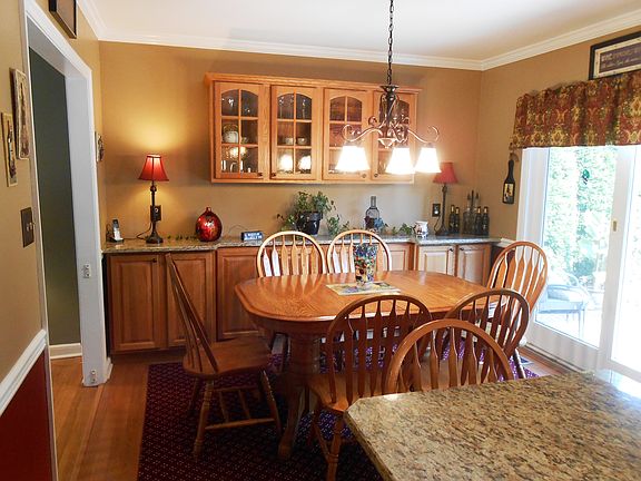 Dining room with cabinets and countertop