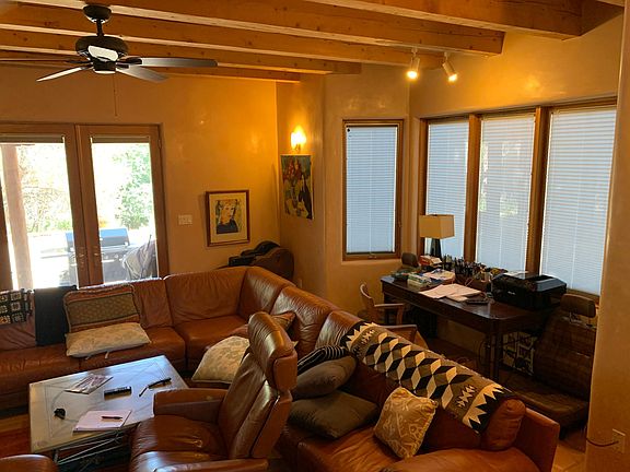 Family Room with French Doors and Bay Windows