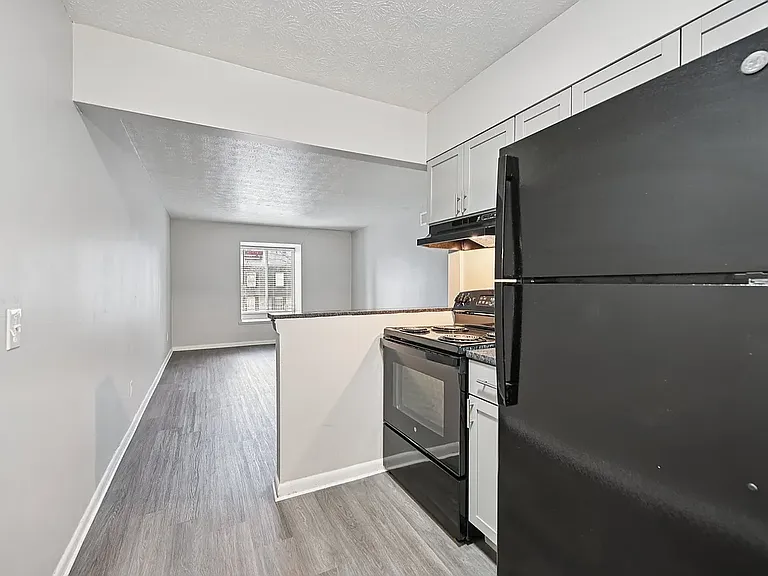 kitchen and living room view