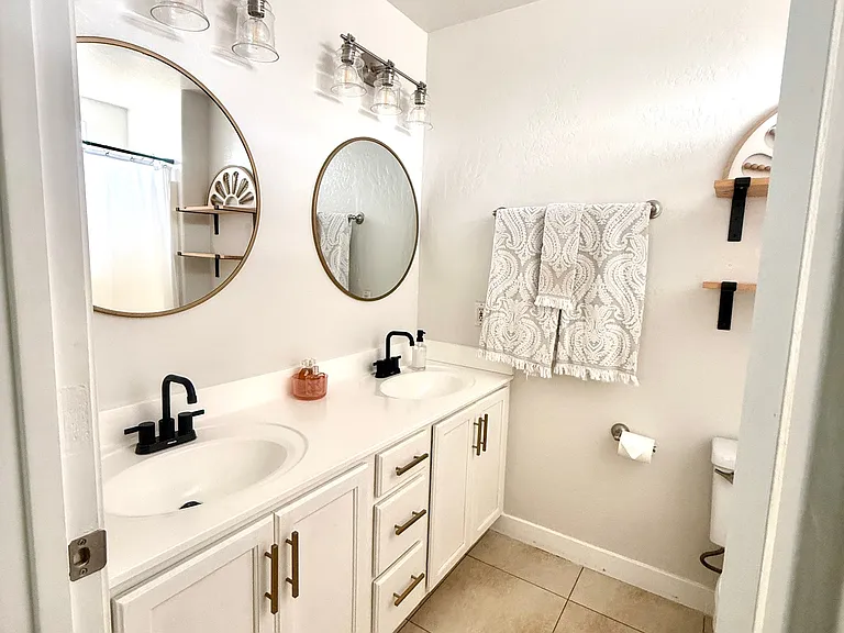 Queen Bedroom 2 with on-suite double sink bathroom