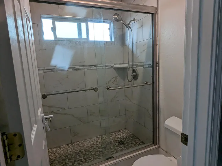 Master bedroom and full bath