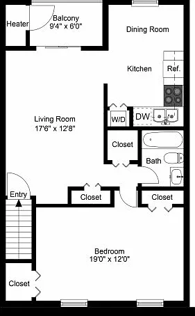 One bedroom floor plan One bedroom floor plan