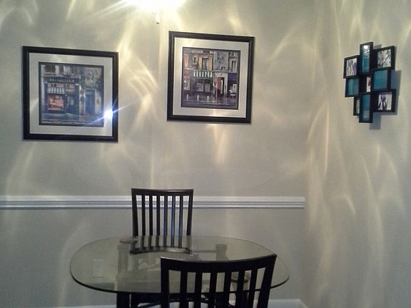 Dining area with ceiling fan