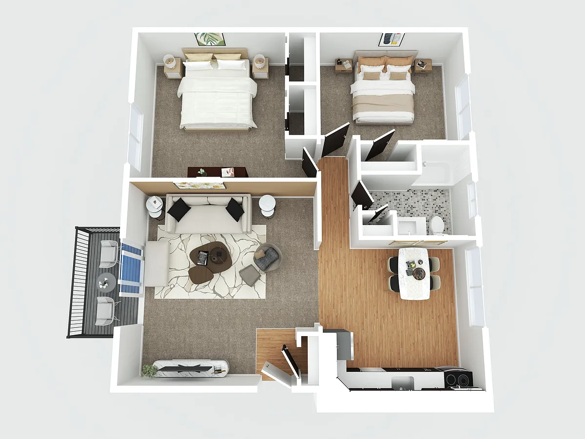 Floor plan Medium 2 Bed 1 Bath