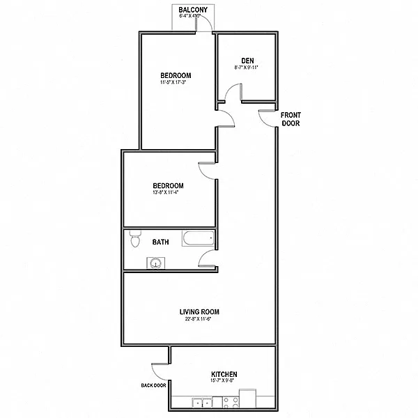 Floor plan 3 BR 1 Bath - Balcony