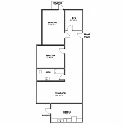Floor plan 3 BR 1 Bath - Balcony
