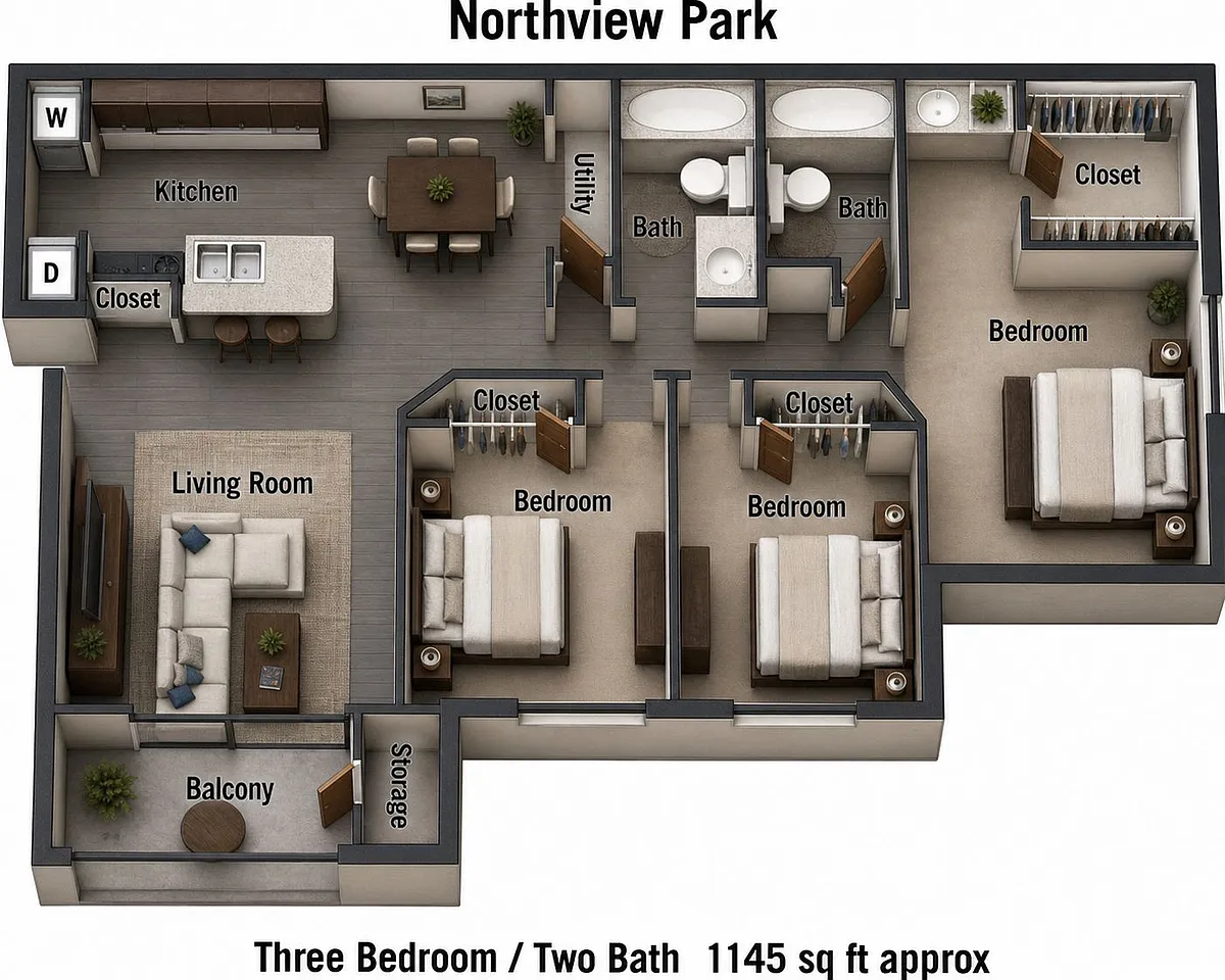 Floor plan Three Bedroom