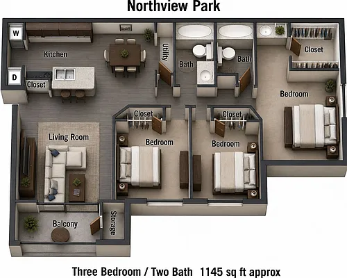 Floor plan Three Bedroom