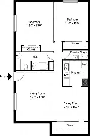 Two bedroom floor plan Two bedroom floor plan