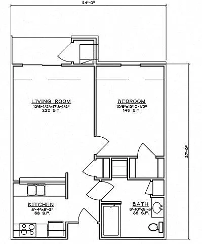 Floor plan 1 Bedroom Unit