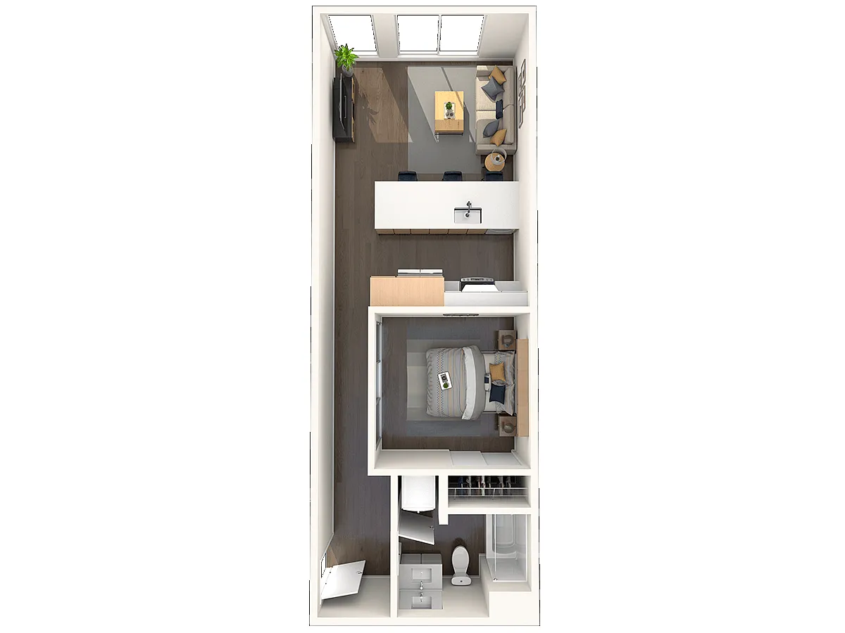 Floor plan Open 1 Bedroom - B4