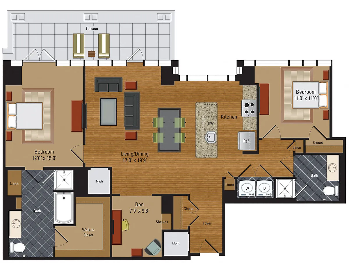 Floor plan 2 Bedrooms / 2 Bathrooms / Loft