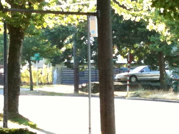 Bus stop steps outside