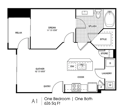 Floor plan One Bedroom One Bathroom
