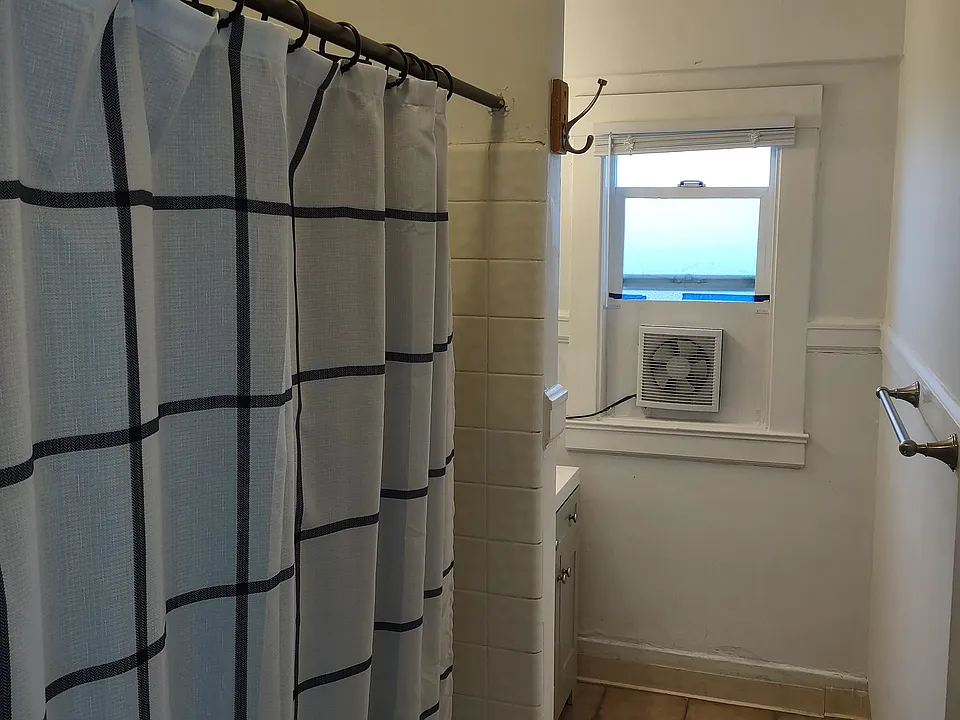 View from doorway into tub/shower