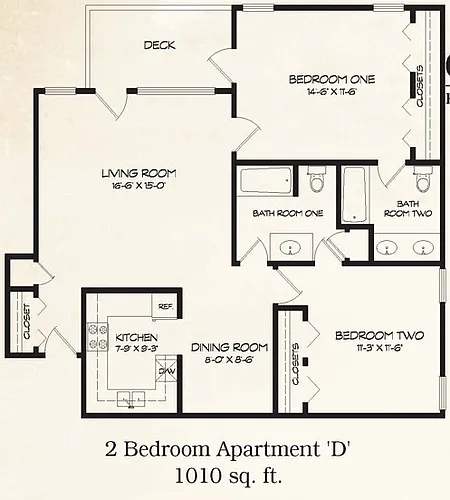 Floor plan 2 Bedroom Apartment D