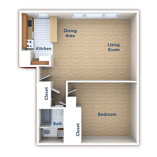 Floor plan One Bedroom One Bath