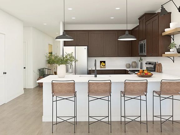 Kitchen with pendant lights