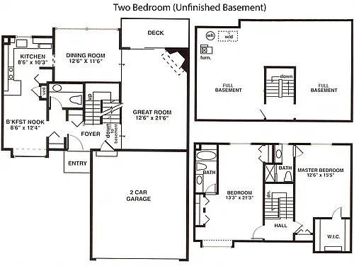 Floor plan North - 2 Bedroom 2.5 Bath Townhome