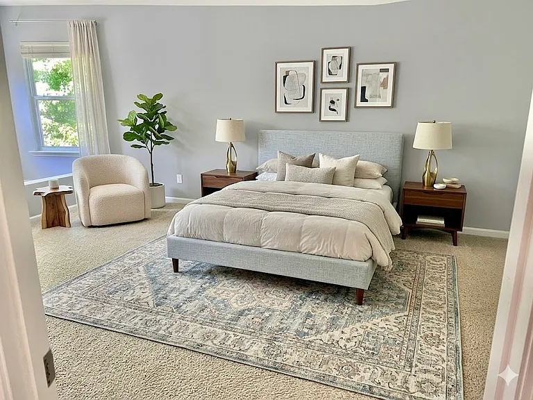 Master Bedroom view from entrance- Virtually Staged