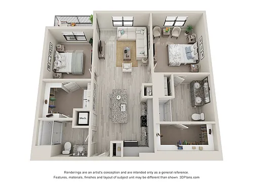 Floor plan B4 - 2 Bedroom, 2 Bathroom