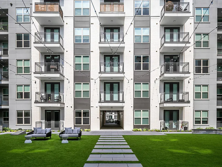 Landscaped lawn area