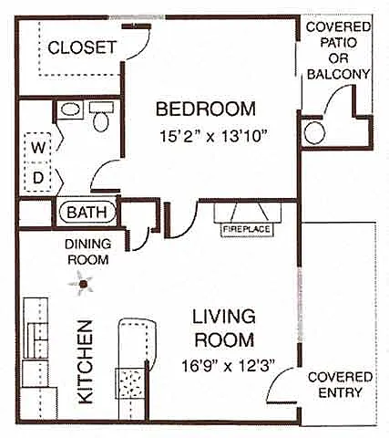 Floor plan 1 Bedroom / 1 Bathroom