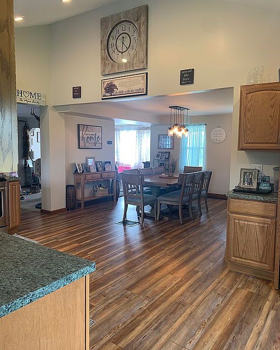 Kitchen open to dining