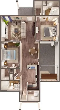 2 Bedroom 2 Bath Floor Plan | LEO at The Sanctuary 2 Bedroom 2 Bath Floor Plan | LEO at The Sanctuary