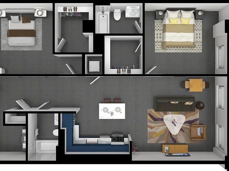 2 Bedrooms - Units 1204, 1304, 1404, 1504