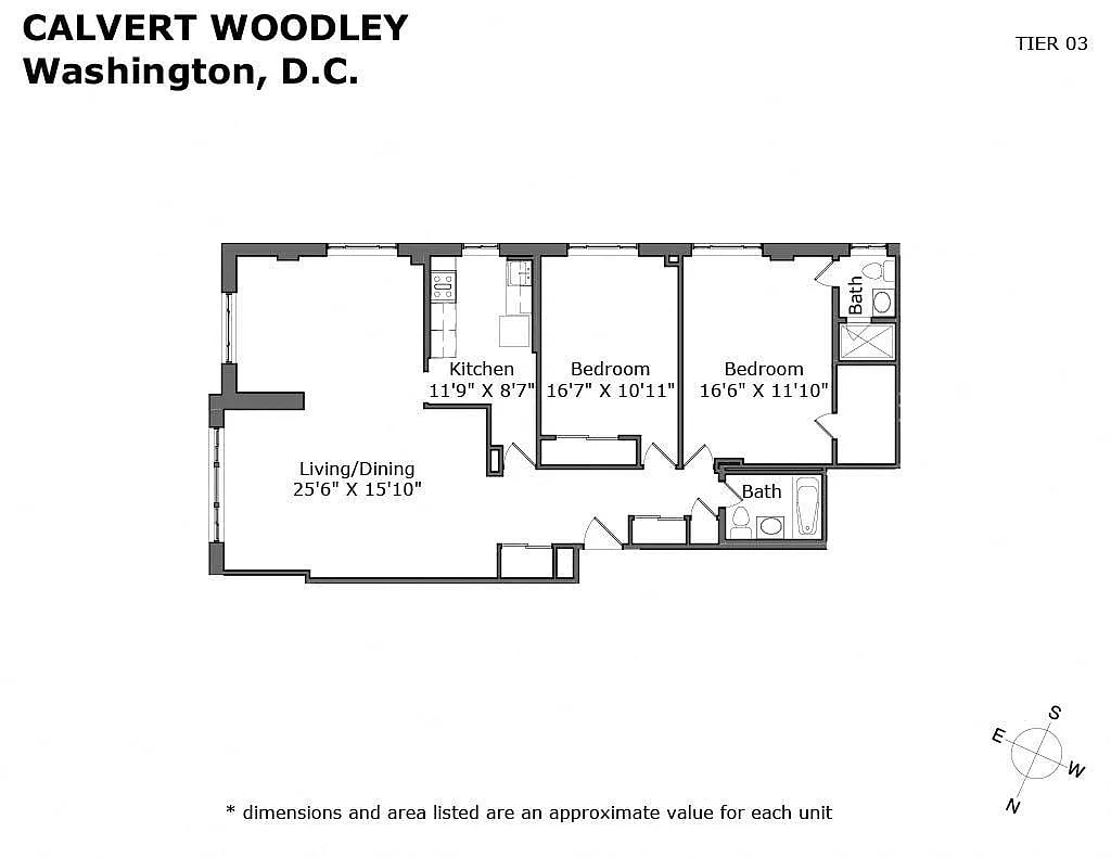 Floor plan 1300 sqft Two Bed Two Bath