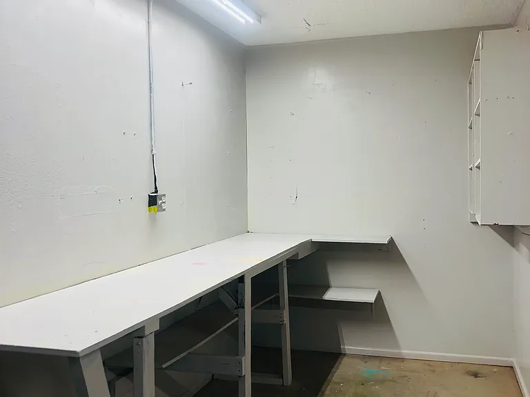 Garage work bench and shelving