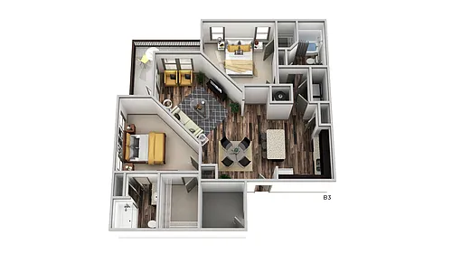 Floor plan B3 - Two Bedroom, Two Bathroom
