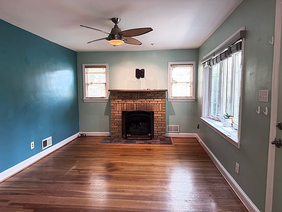 Receiving room with wood fireplace