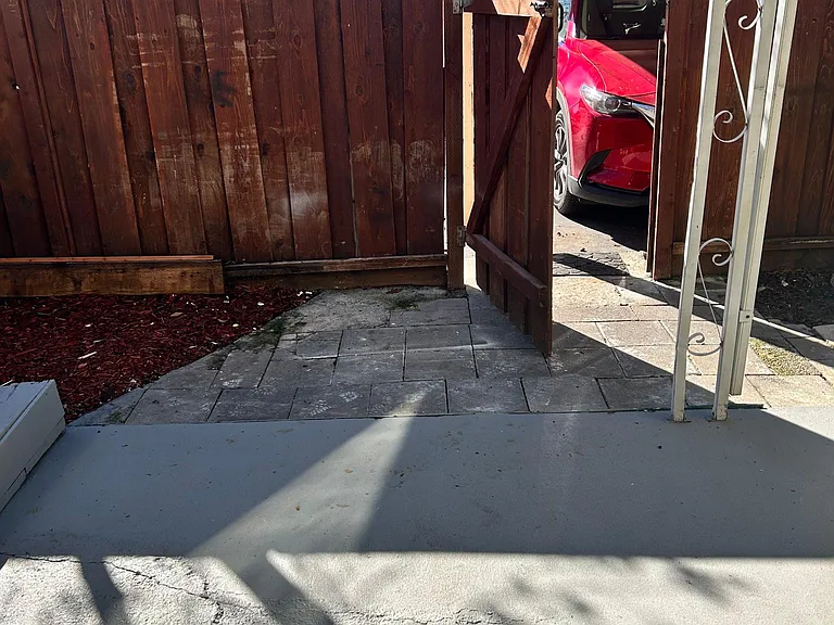2 parking spots connect to the patio