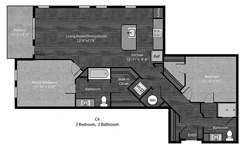 Floor plan Tolstoy - 2Bed