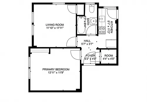 Floor plan 1 Bedroom 1 Bathroom