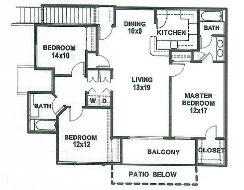 Floor plan 3 Bedrooms 2 Bathrooms (Upper Level)