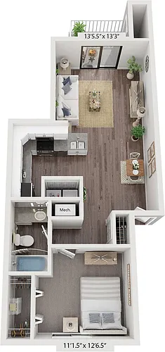 Floor plan One Bedroom Renovated