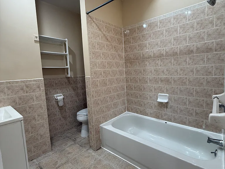 full bathroom off living room