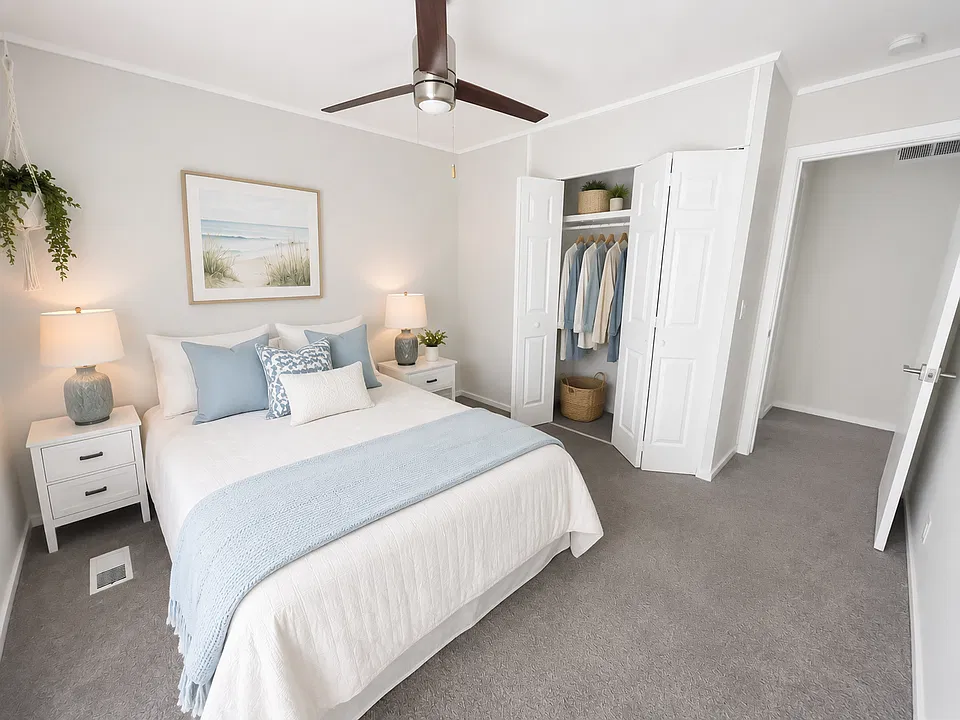 A peaceful bedroom with plenty of space to unwind.