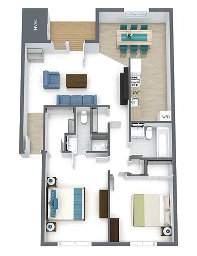 Floor plan 2 Bedroom 2 Bath