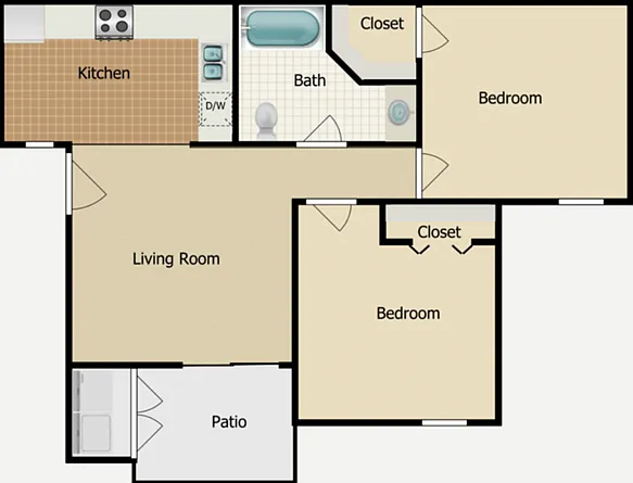 B1 Floorplan: 2 Bedroom, 1 Bathroom B1 Floorplan: 2 Bedroom, 1 Bathroom