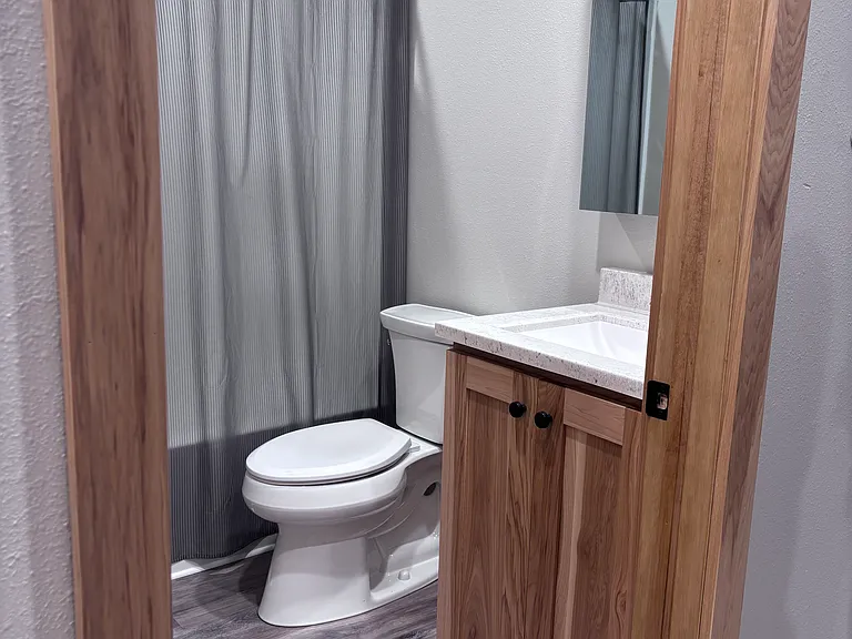Bathroom with medicine cabinet mirror