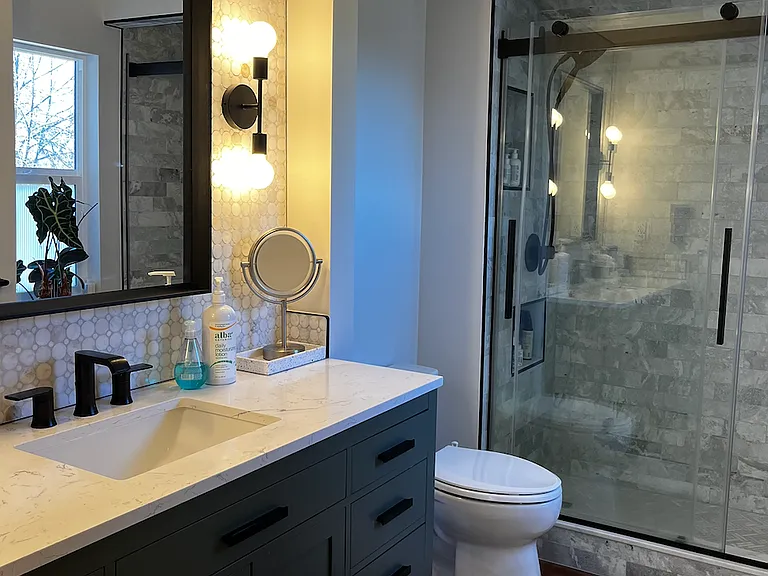 Marble tile shower