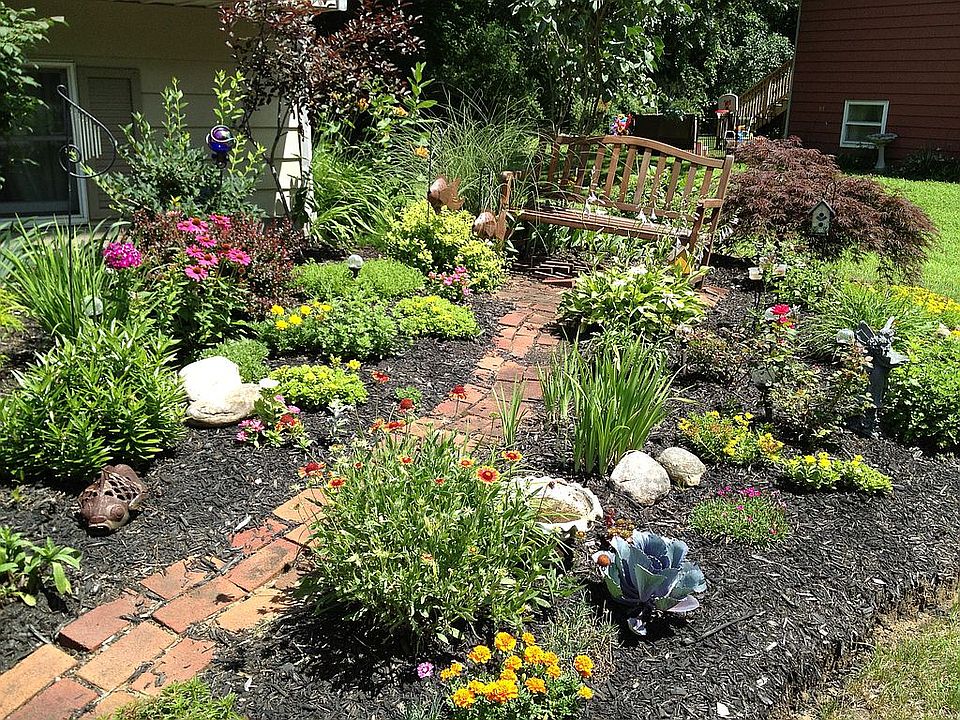 "A" perennial garden in fron