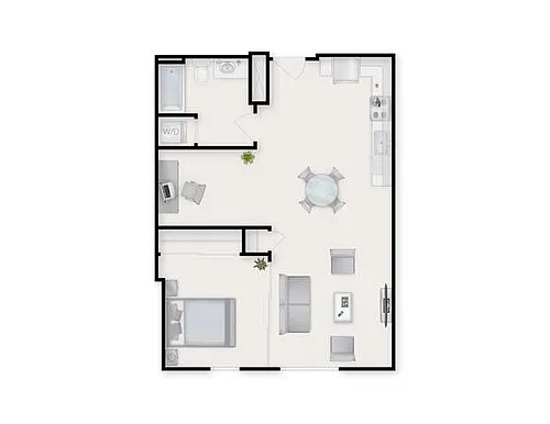 Floor plan B1x1+Den